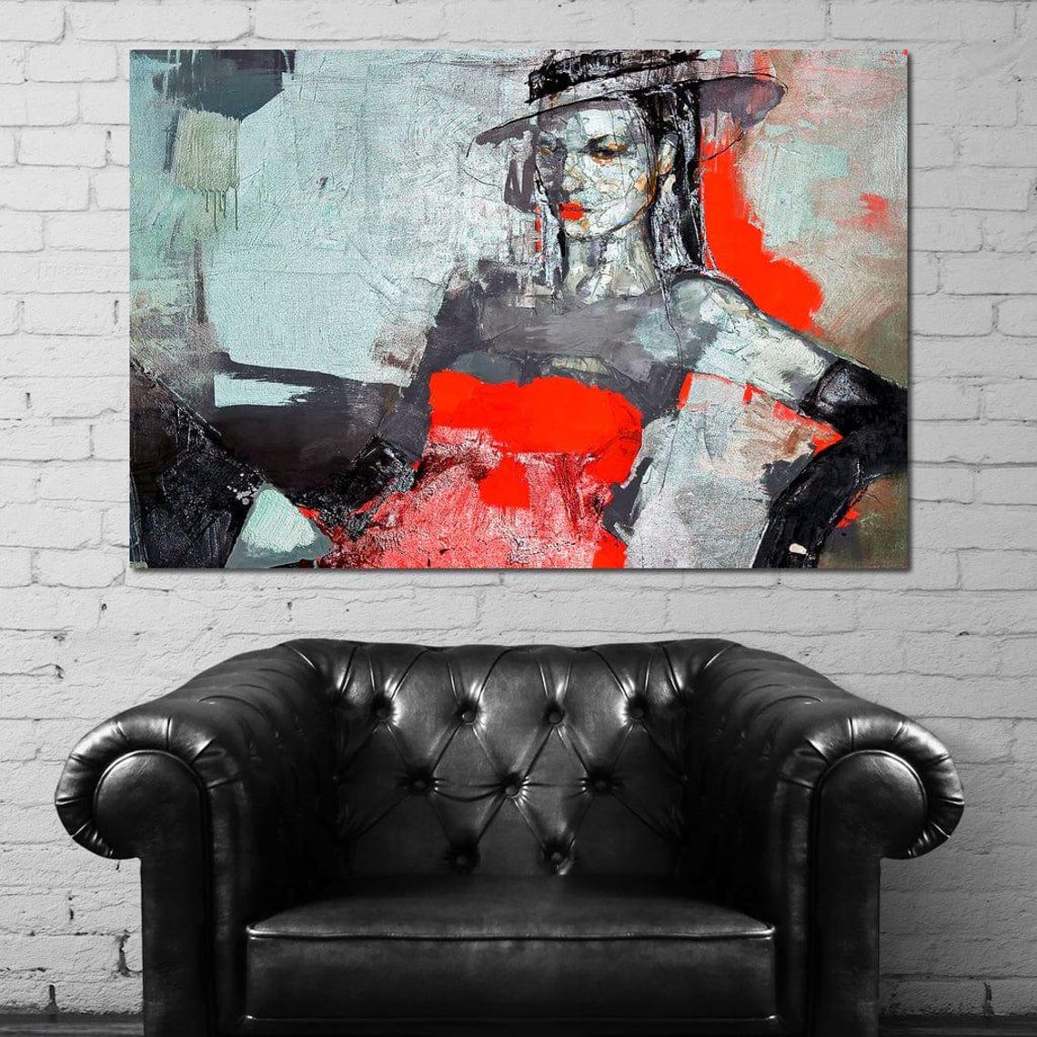 Lady In Red Portrait Art Print - Image 3