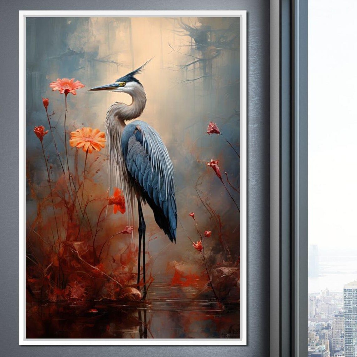 Autumn Heron Feathered Dawn Bird Art Print - Image 2