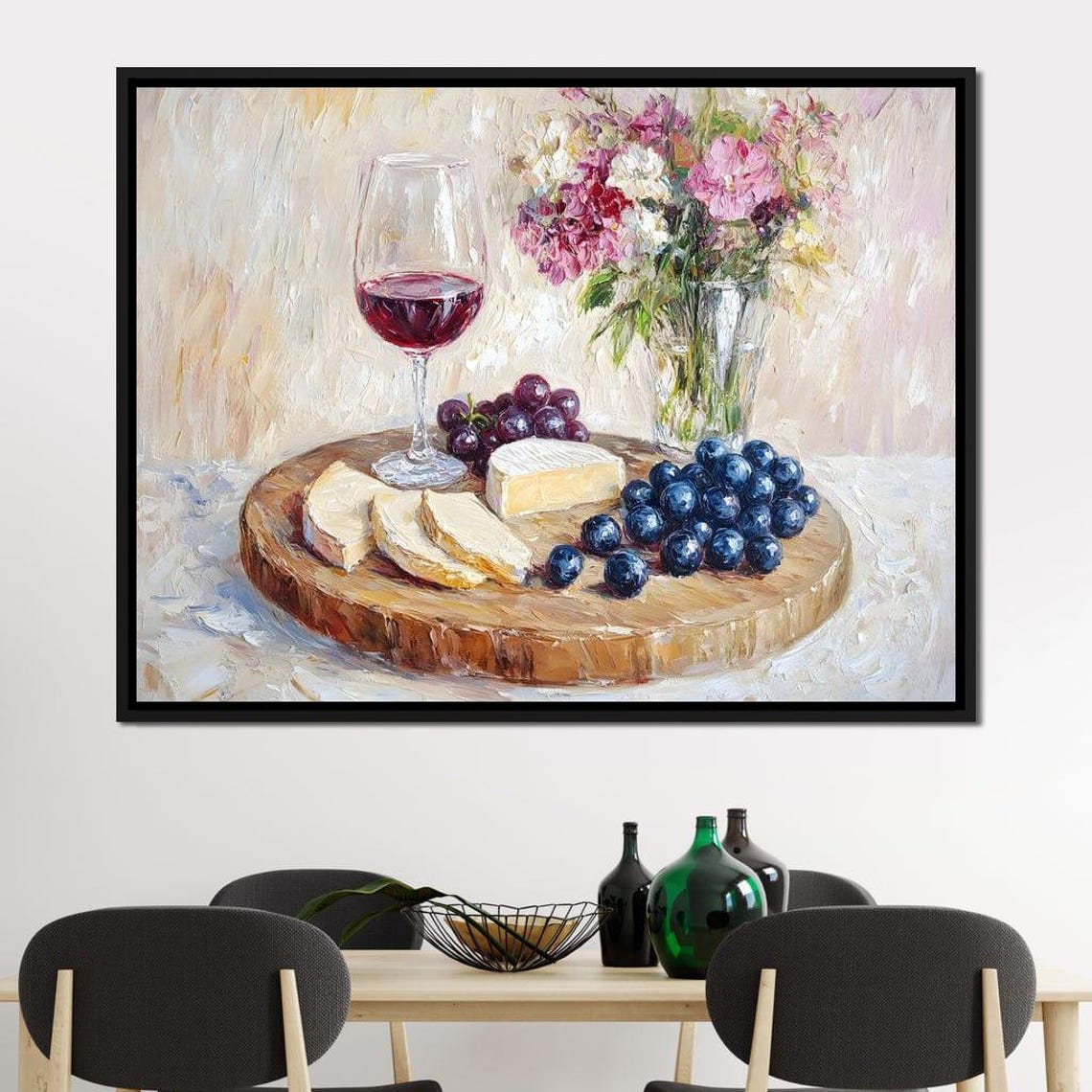 Red Wine Glass And Cheese Board Rustic Country Still Life Poster - Image 4