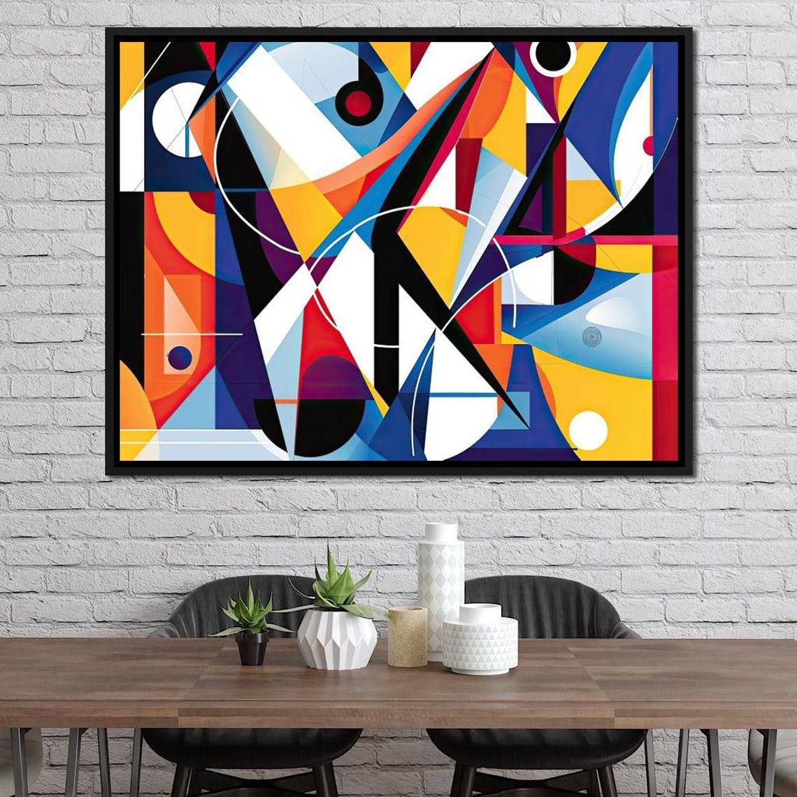 Bold Geometric Abstract Five Panel Multicolor Modern Wall Art - Image 4