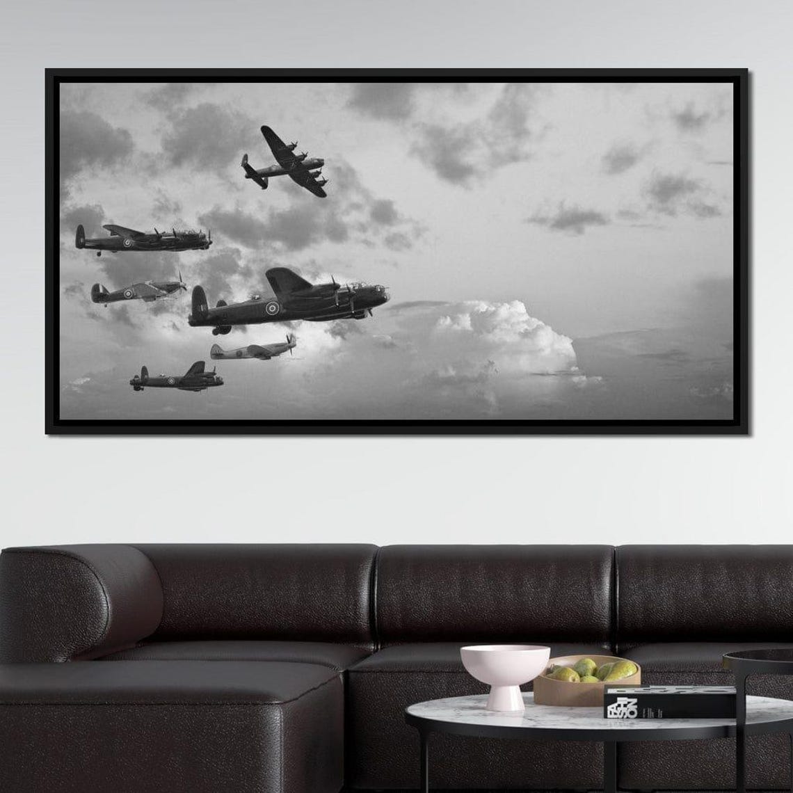 World War 2 Bomber Squadron Vintage Aircraft Formation Poster - Image 2