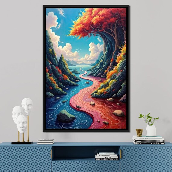 Radiant Forest And Flowing River Cole Williams Vibrant Home Decor Nature Scene Serene Wall Art By Nichecanvas