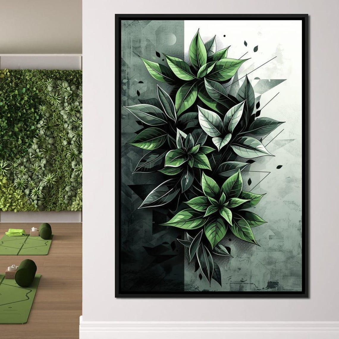 Emerald Green Leaves Modern Botanical Moody Dark Leaf Wall Art Poster - Image 4