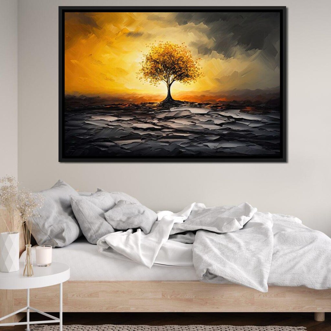 Amber Solitude In Twilight Tranquil Nature Wall Art Landscape Home Decor Sunset Colors Tree By Nichecanvas - Image 4