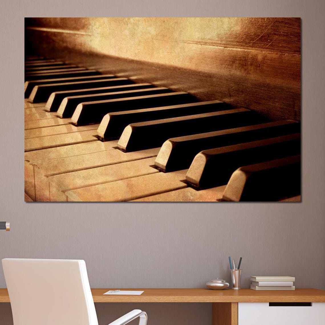 Vintage Piano Keys Close Up Sepia Rustic Music Lovers Wall Art - Image 4