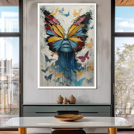 Metamorphosis Reverie Vivid Butterfly Print Psychedelic Ethereal Wall Art Colorful Nature Decor By Nichecanvas