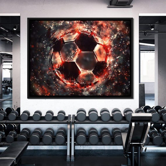 Burning Soccer Ball Fiery Soccer Art Sports Home Decor Modern Wall Art Athletic Print Sporty Design By Nichecanvas