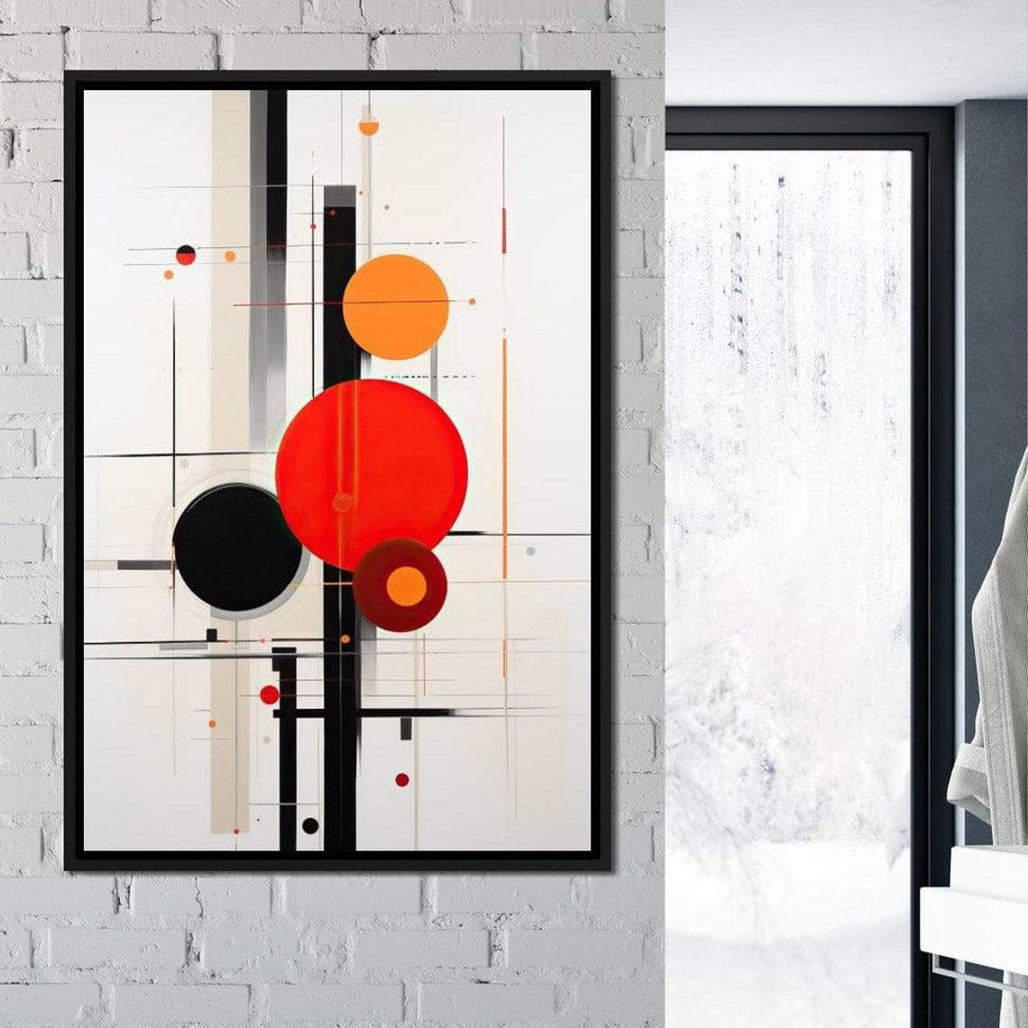Ambient De Stijl In Fiery Tones Modern Abstract Circle Patterns Minimalist Geometric Art By Nichecanvas