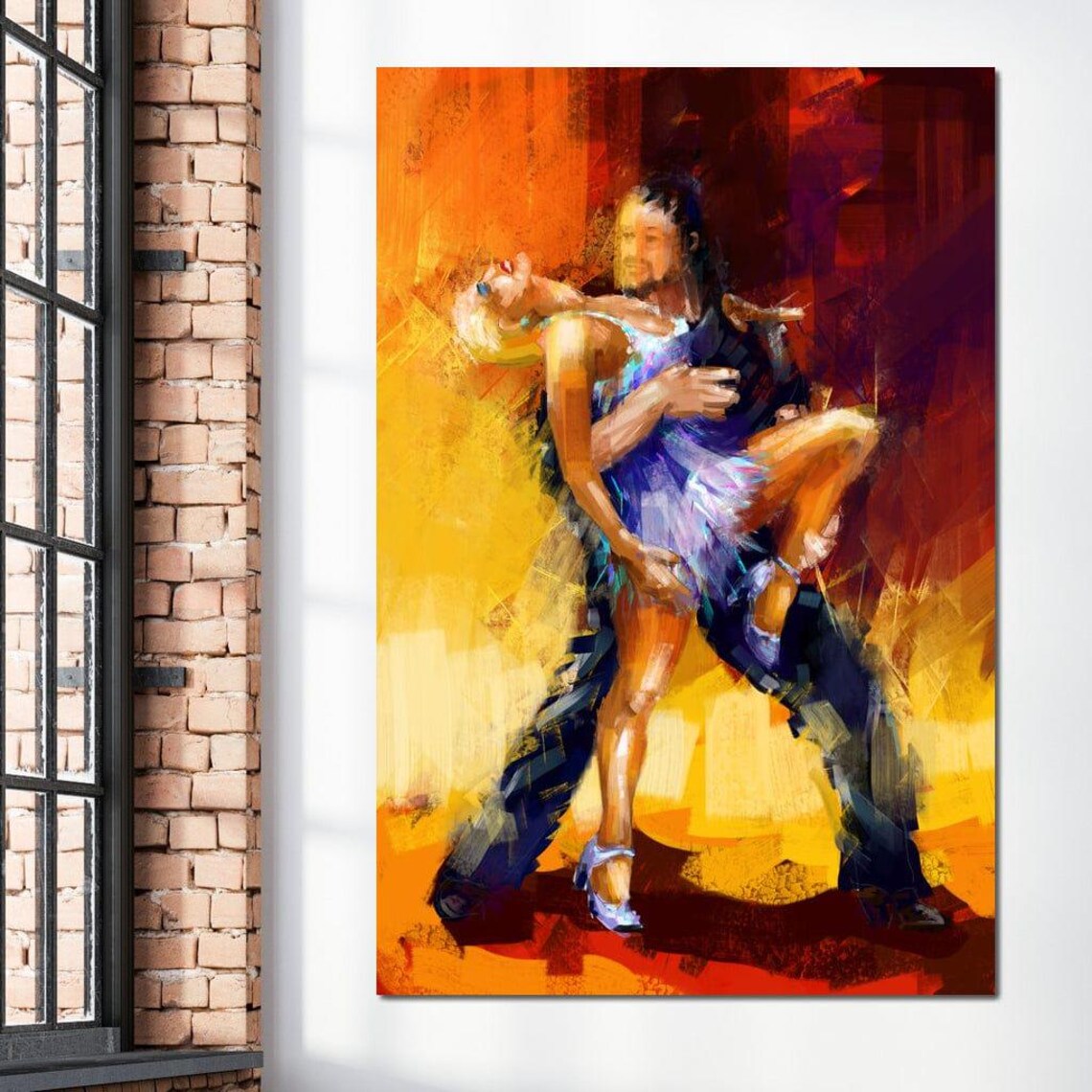 Passionate Latin Dance Couple Painting Fiery Salsa Tango Movement Wall Poster - Image 3