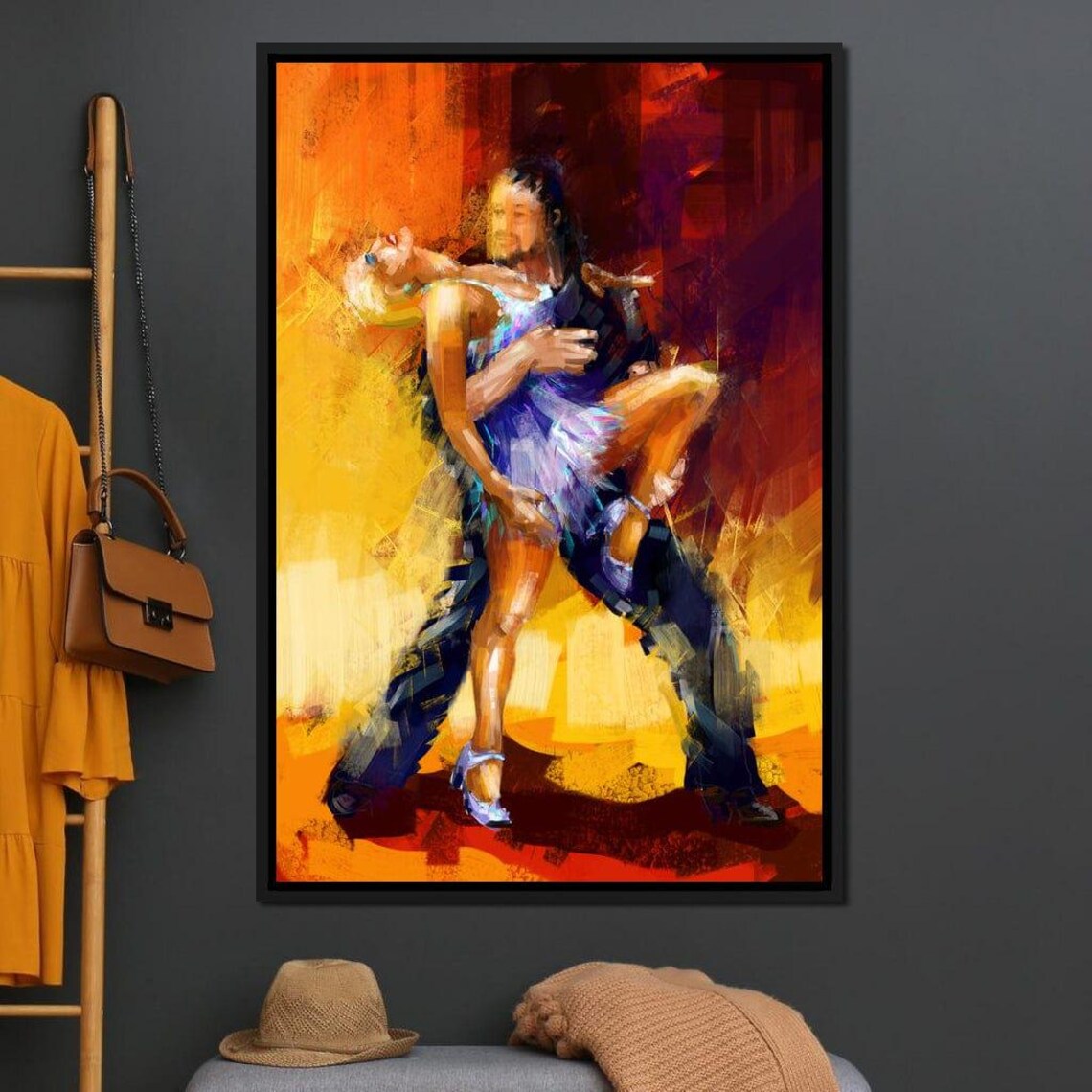 Passionate Latin Dance Couple Painting Fiery Salsa Tango Movement Wall Poster - Image 2