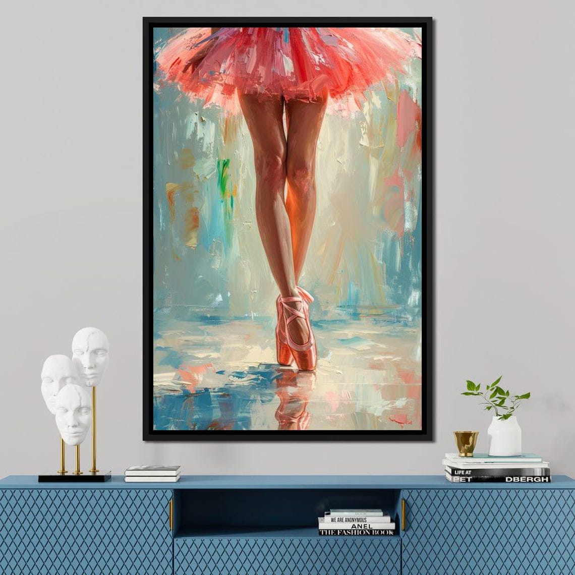 Ballet Dancer En Pointe Coral Tutu Sunlit Pastel Dance Art Wall Poster - Image 4