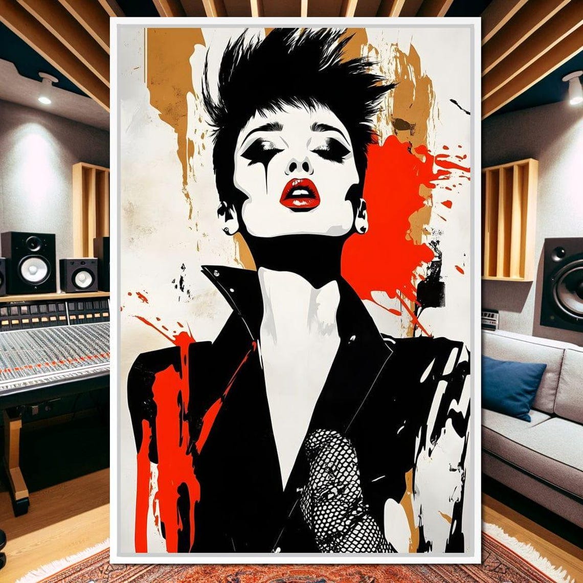 Rebel Expression Unleashed Bold Urban Art Goth Aesthetic Edgy Portrait Modern Home Decor Statement Piece By Nichecanvas - Image 3