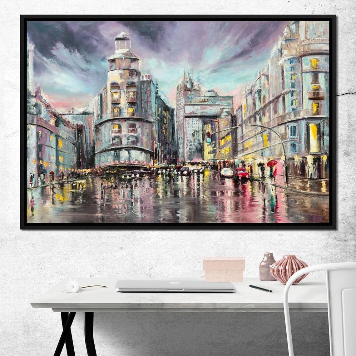 Paris Rainy Night Boulevard City Lights Impressionist Poster - Image 2