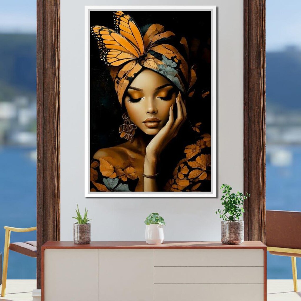 Golden Butterfly Reverie, Vibrant Abstract Art Print - Image 3