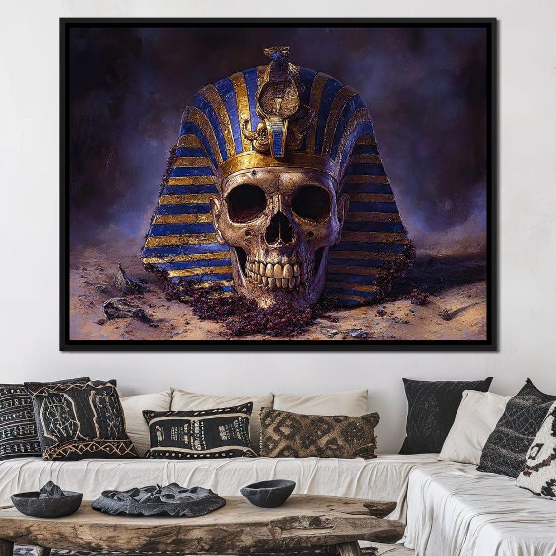Pharaohs Unearthed Legacy Mysterious Home Decor Dark Gothic Art Skull Wall Art Egyptian Theme By Nichecanvas - Image 4