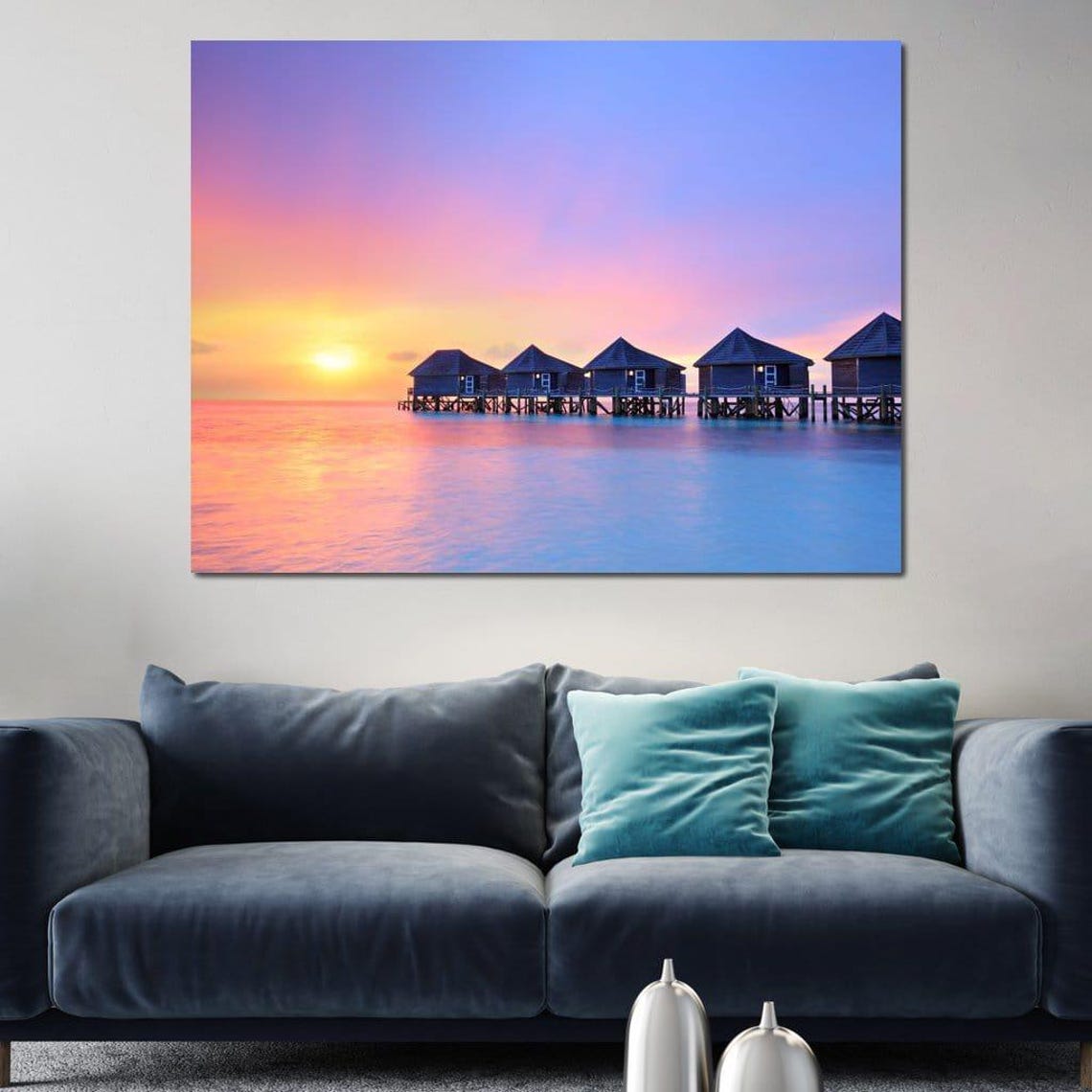Sunset On Maldives Island Coastal Art - Image 2