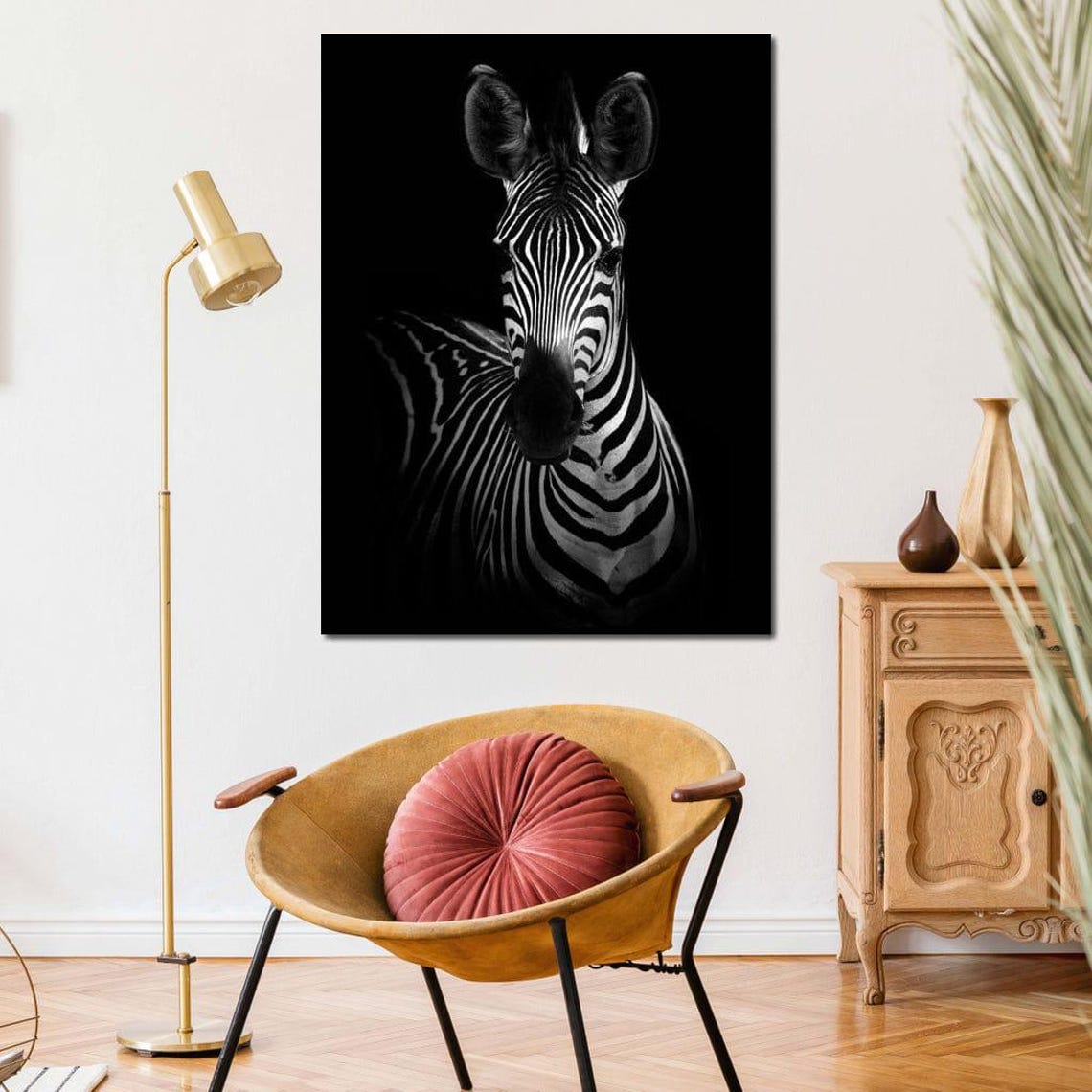 Black And White Zebra Portrait Monochrome Safari Minimalist Art Poster - Image 3