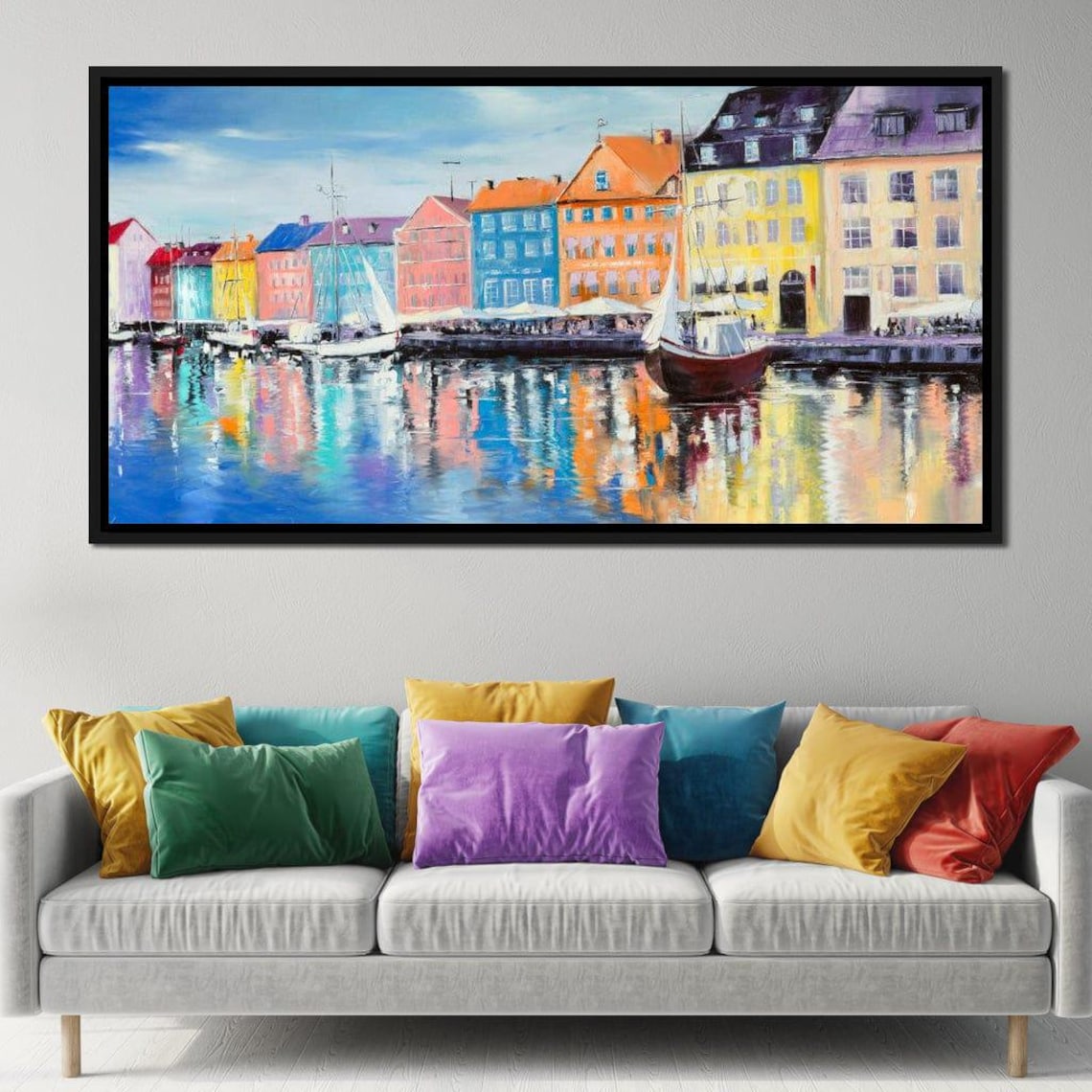 Copenhagen Nyhavn Harbor Colorful Sailboat Danish Coastal Poster