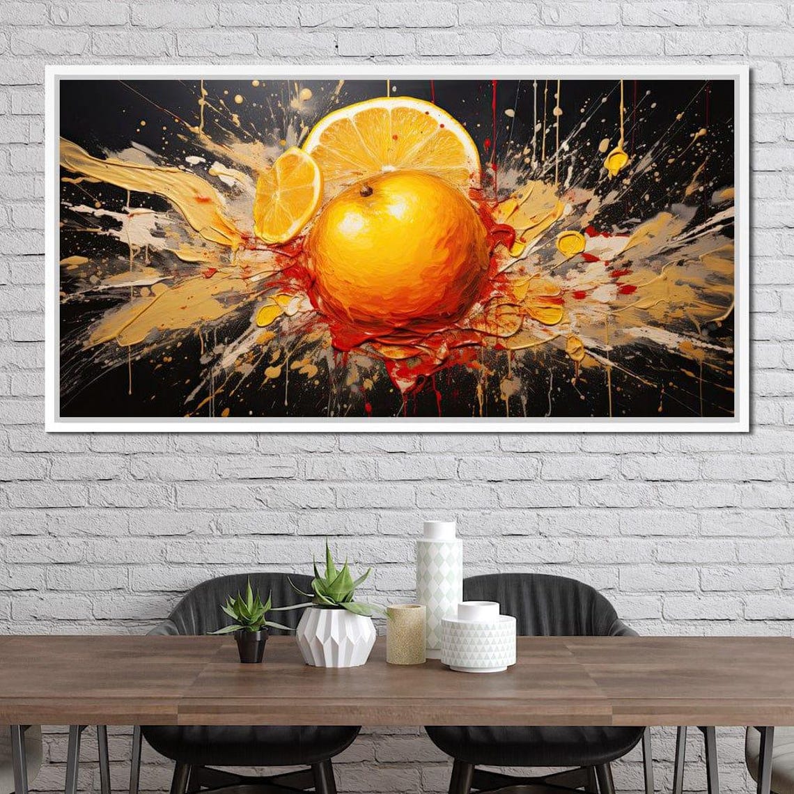 Exploding Orange Citrus Juice Splash On Black Five Panel Wall Art - Image 4