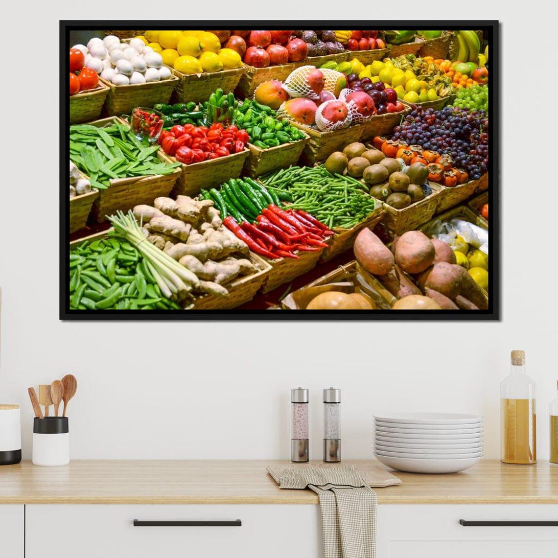 Fresh Produce Market Baskets Colorful Fruit Vegetable Wall Art - Image 2