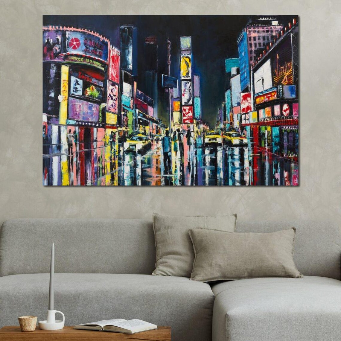 Times Square New York Night Lights Colorful City Street Art Poster - Image 3