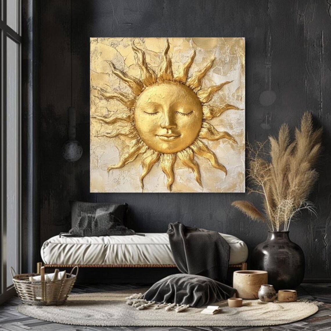 Mystical Sun Celestial Living Room Art Print - Image 2