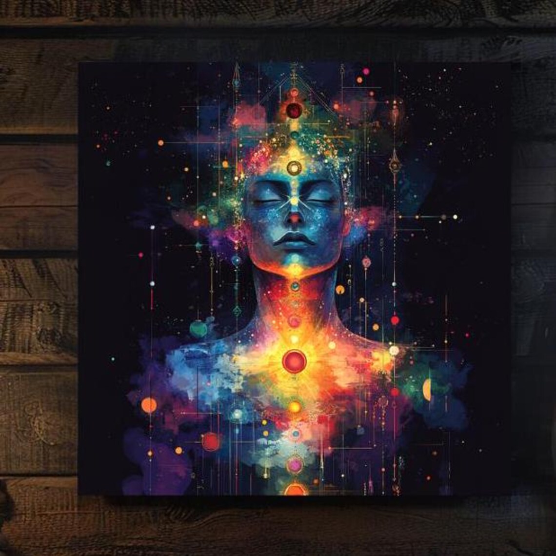 Chakra Awakening Cosmic Meditation Figure Vibrant Energy Poster - Image 4