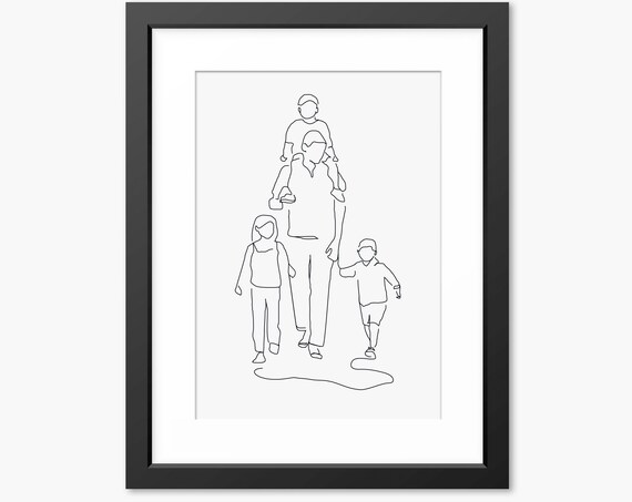 Family Line Art Family Drawing Family Illustration Line Art Family Print Family Art Fathers Day Gift Fathers Day Art Gift For Dad