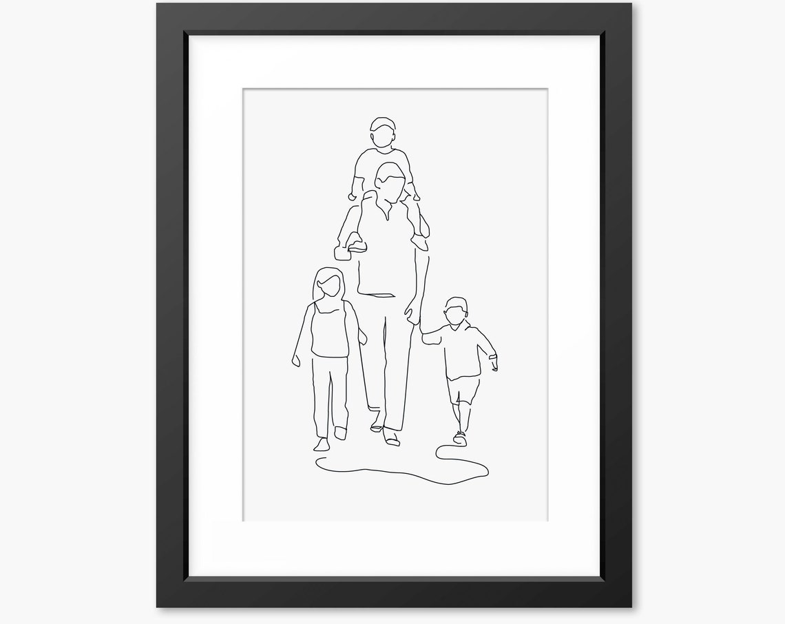 Family Line Art Family Drawing Family Illustration Line Art Family Print Family Art Fathers Day Gift Fathers Day Art Gift For Dad