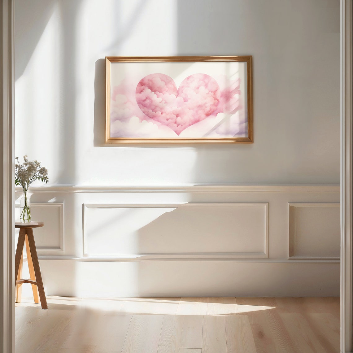 Pink Heart Shaped Cloud Dreamy Valentine Sky Wall Art Poster - Image 2