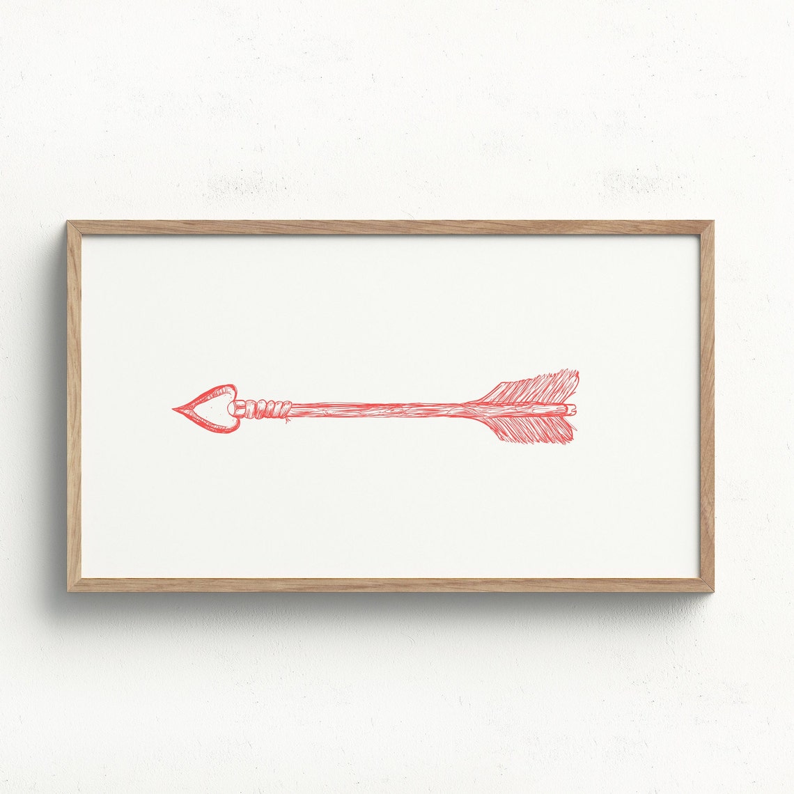 Cupid Arrow Heart Tip Red Sketch Minimalist Valentine Poster