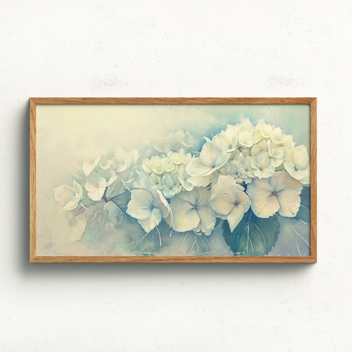 Delicate White Hydrangea Blossoms Soft Dreamy Floral Art Poster