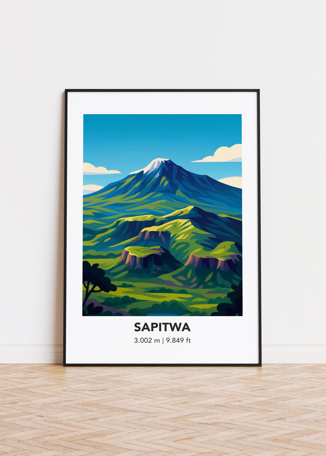 Sapitwa Mountain Modern Silhouette Art Print
