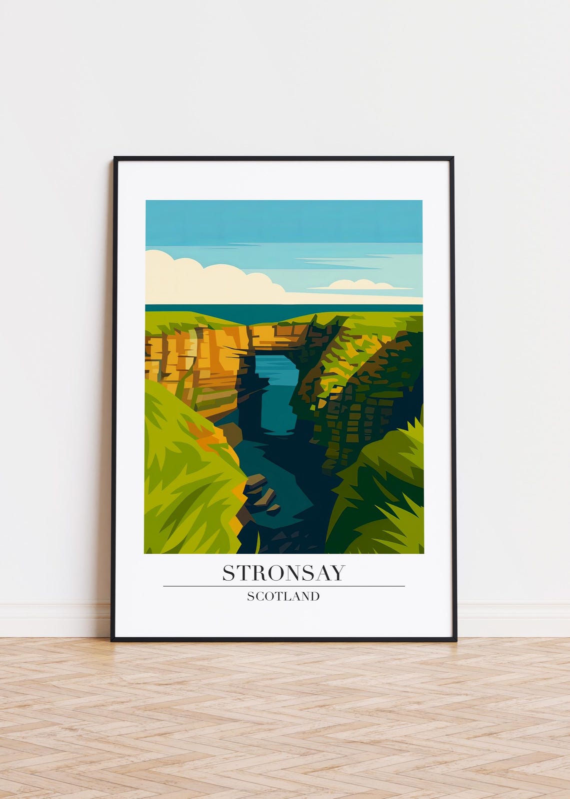 Stronsay Scotland Natural Sea Arch Dramatic Coast Travel Poster