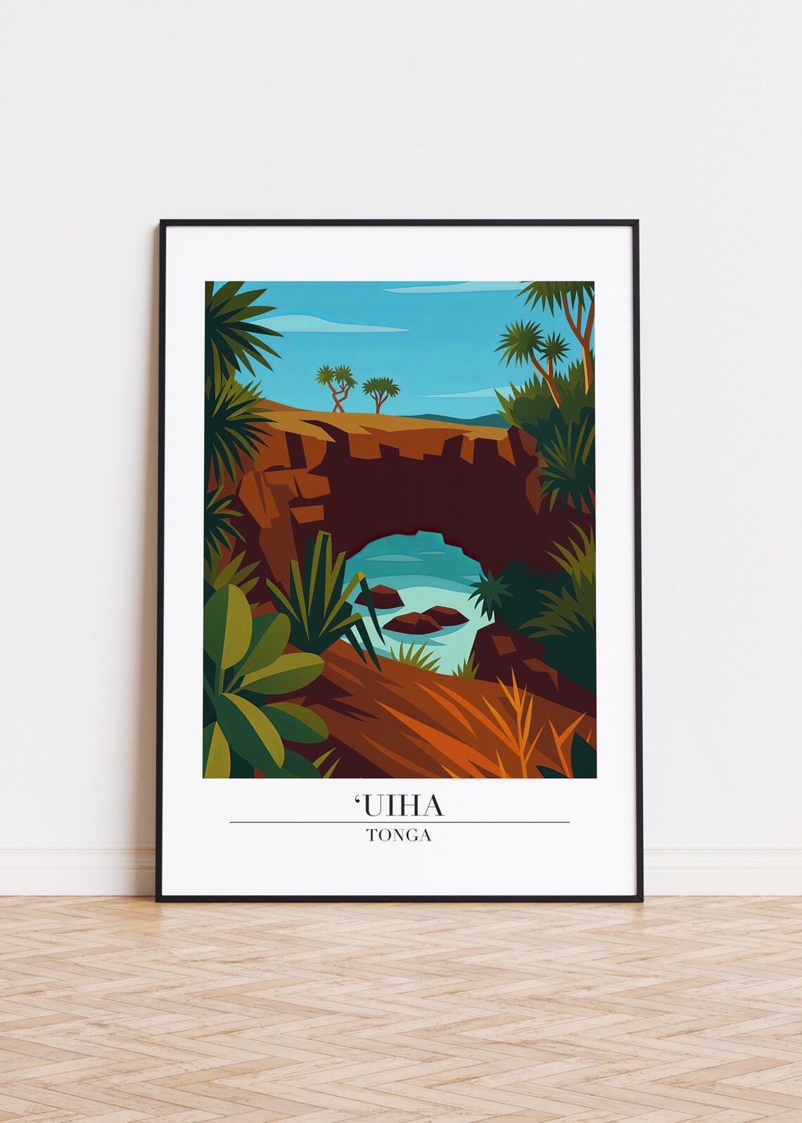 Uiha Tonga Rock Arch Natural Bridge Tropical Cove Travel Poster