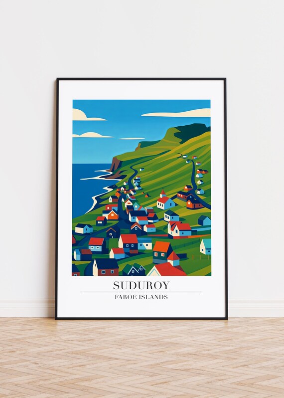 Suuroy Faroe Islands Poster, Modern Scandinavian Art