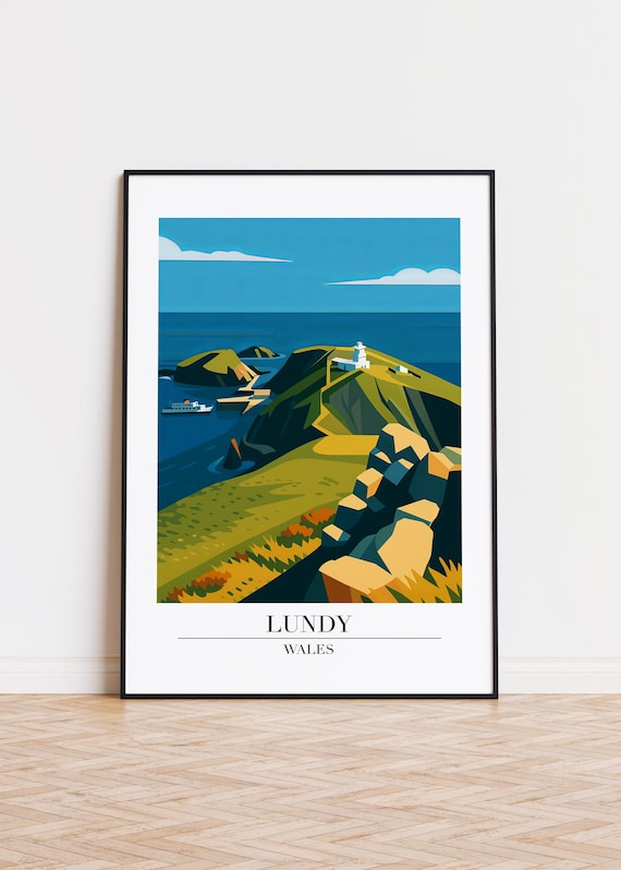 Lundy Wales Poster Modern Illustration Art Print