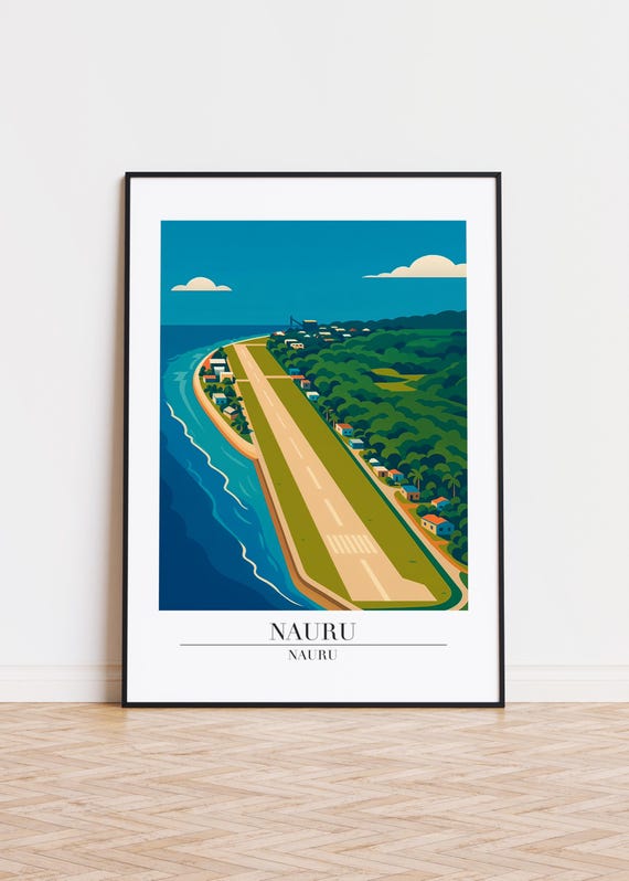 Nauru Cityscape Poster Modern Minimalist Travel Art