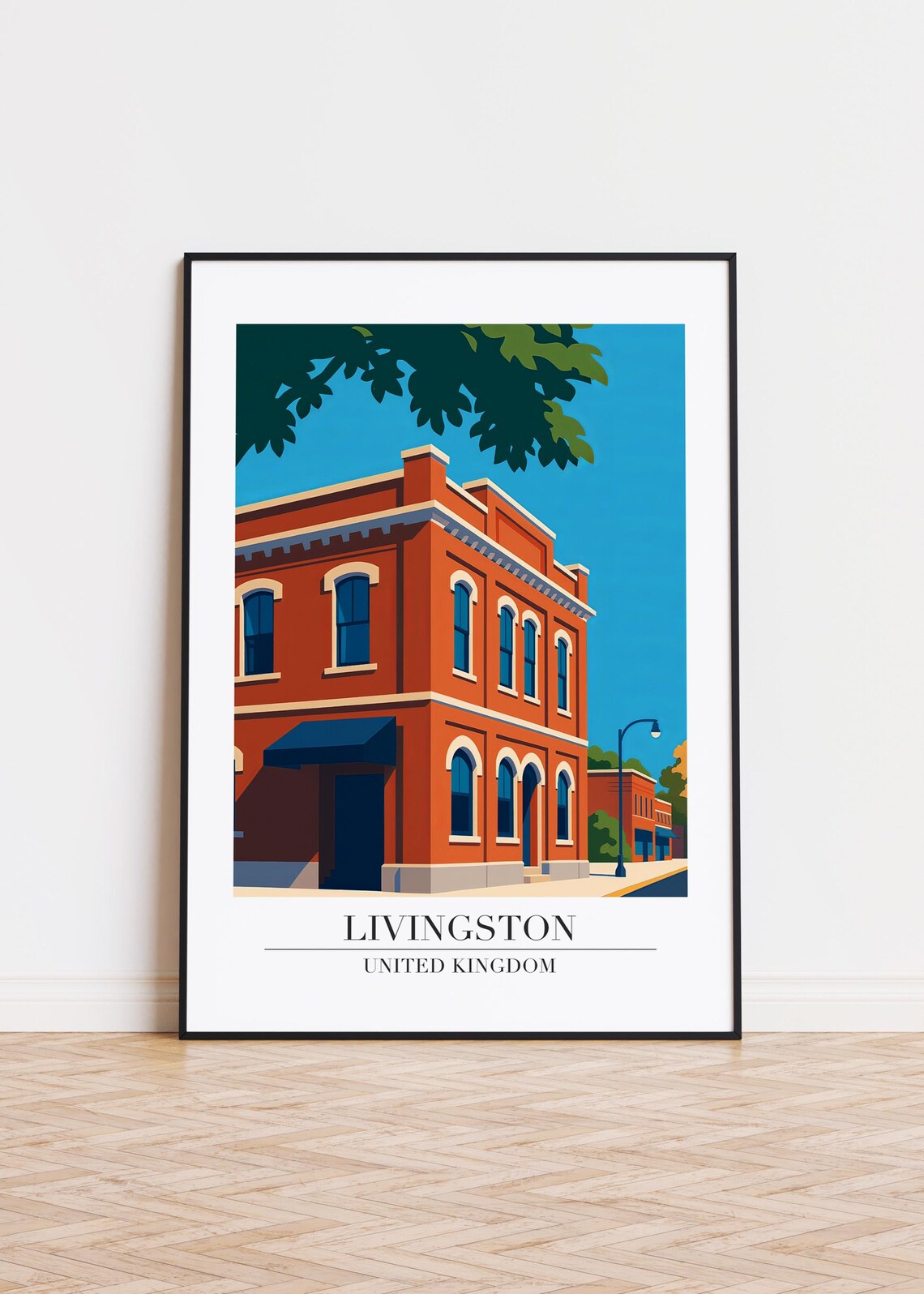 Livingston Scotland Modern City Illustration, Poster