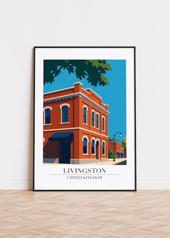 Livingston Scotland Modern City Illustration, Poster
