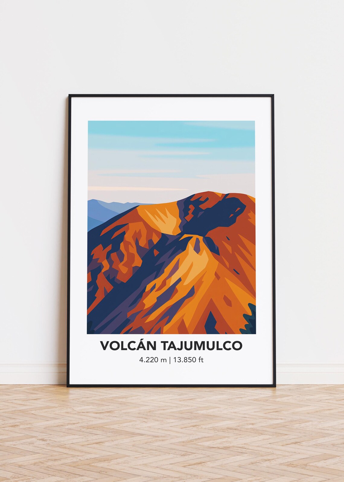 Volcan Tajumulco Poster, Mountain Illustration