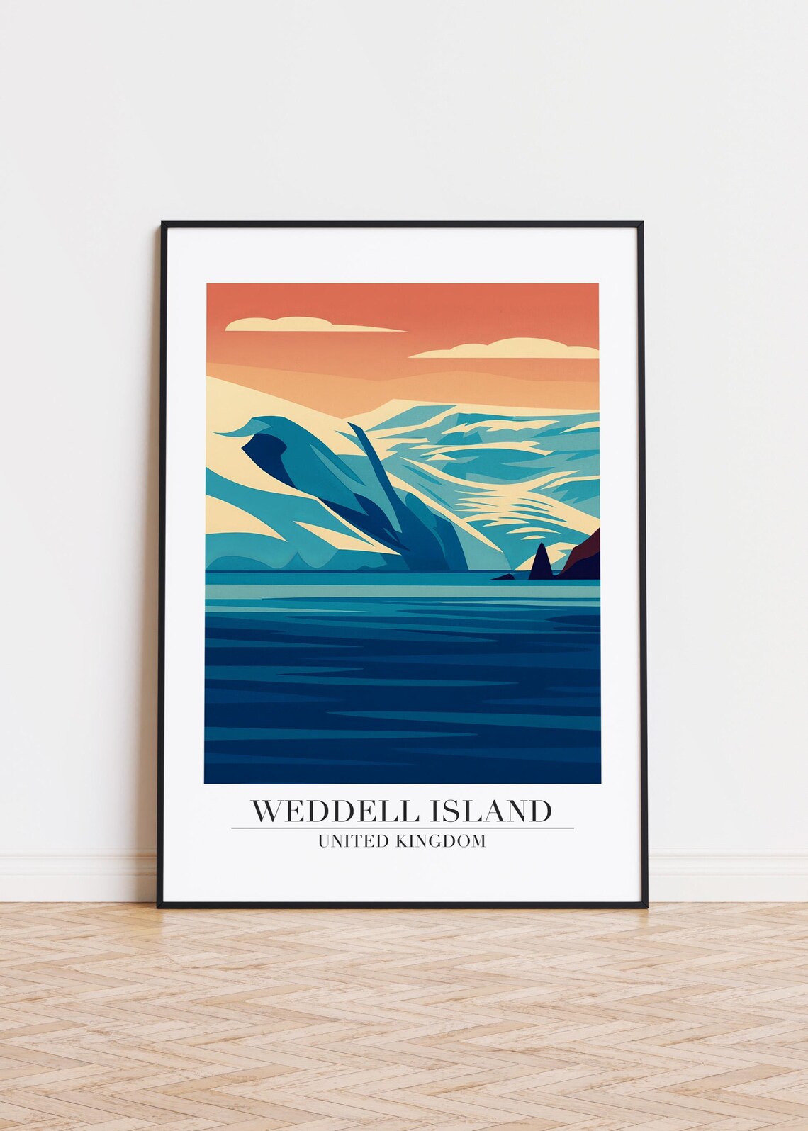 Weddell Island United Kingdom Icy Polar Sunset Sea Travel Poster