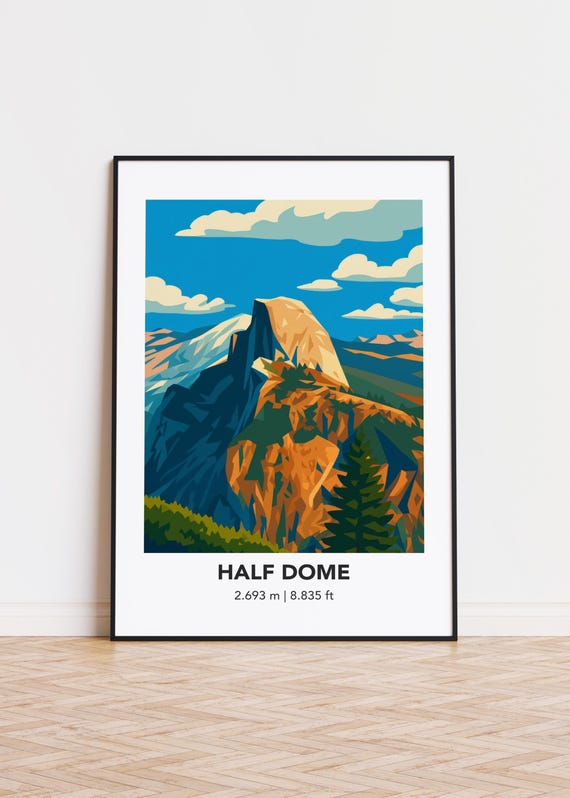 Half Dome Mountain Print Modern Minimalist Art Poster
