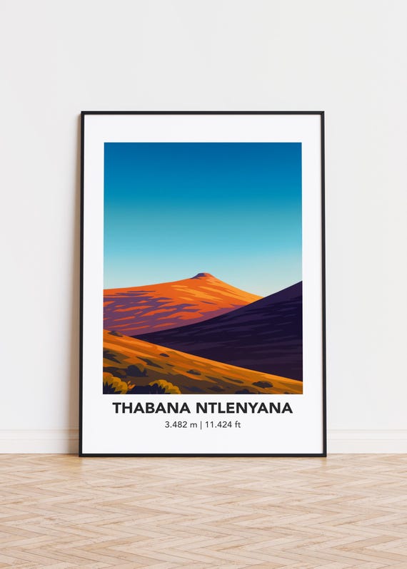 Thabana Ntlenyana Mountain Art Print Summit Silhouette Poster
