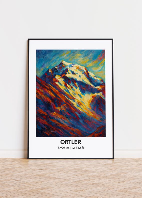Ortler Poster Mountain Print Modern Oil Painting Style Art