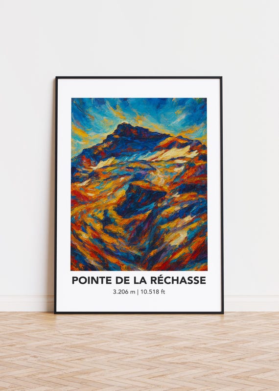 Pointe De La Rchasse Mountain Print Modern Oil Painting Style Poster