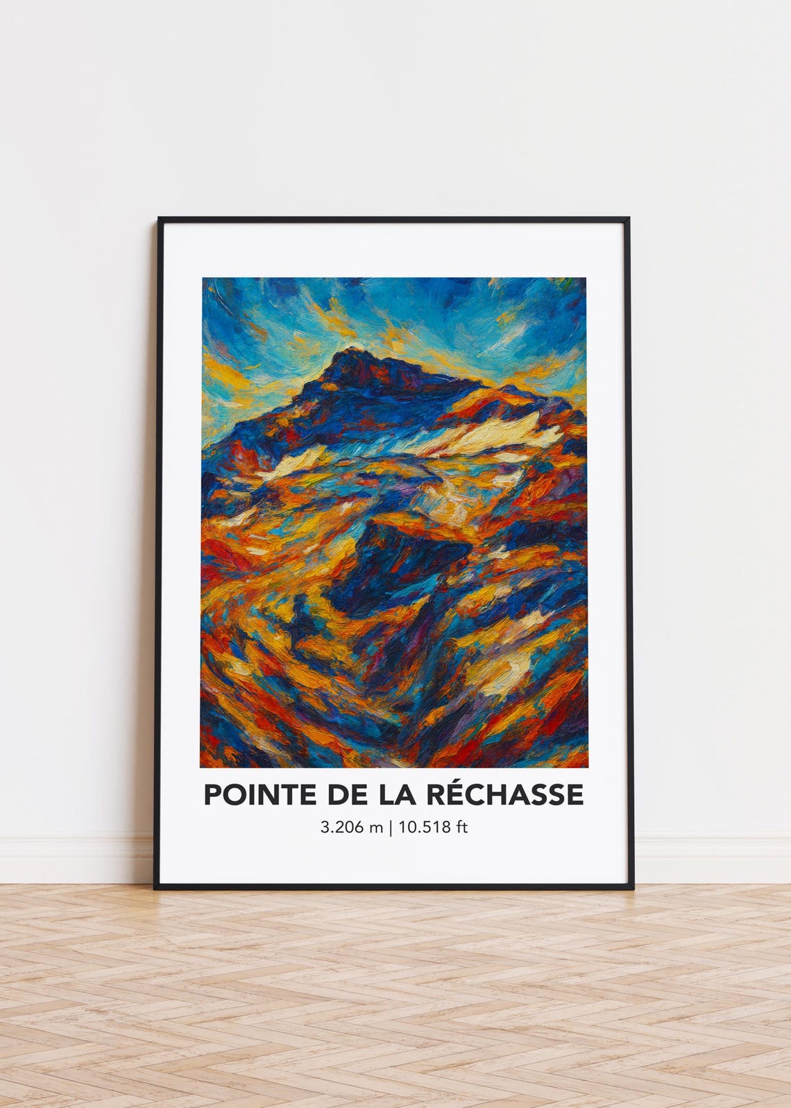 Pointe de la Rechasse 3206m Bold Modern Oil Painting Mountain Poster