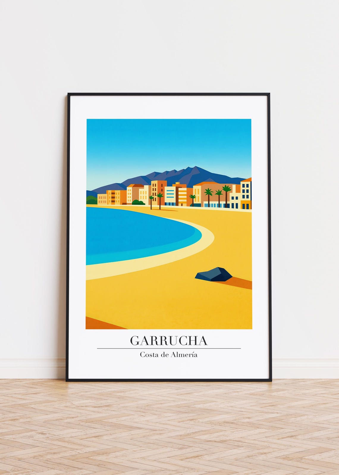 Garrucha Costa de Almeria Golden Beach Bay Modern Travel Poster