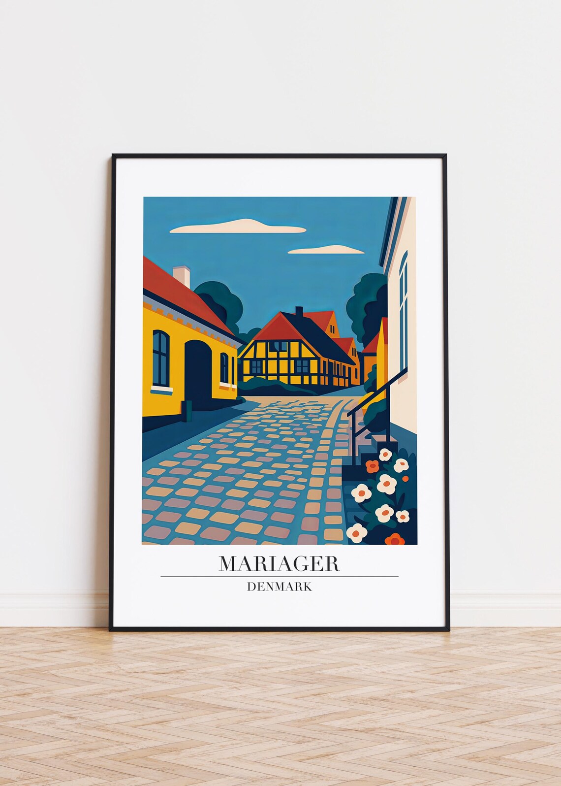 Mariager Denmark City Illustration, Scandinavian Poster