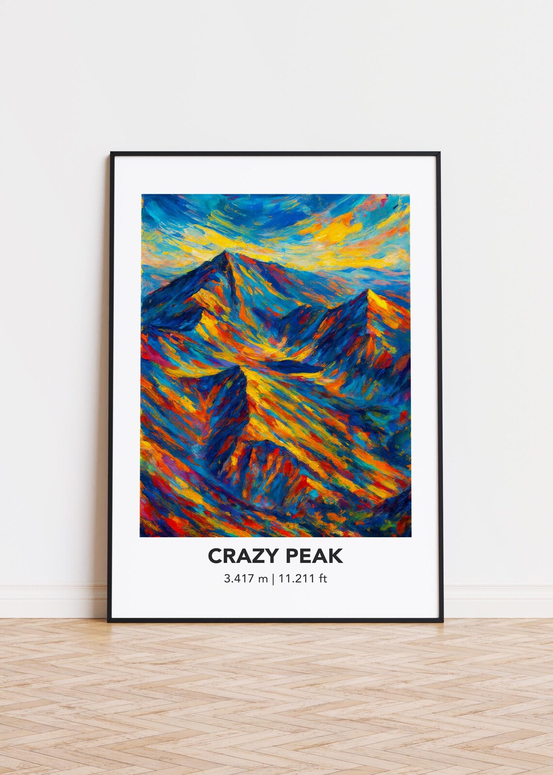 Crazy Peak Jagged Ridgeline Dramatic Oil Painting Mountain Landscape Poster